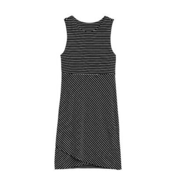 ATHLETA Black and White Stripe La Palma sleeveless Wrap Dress - Picture 3 of 12